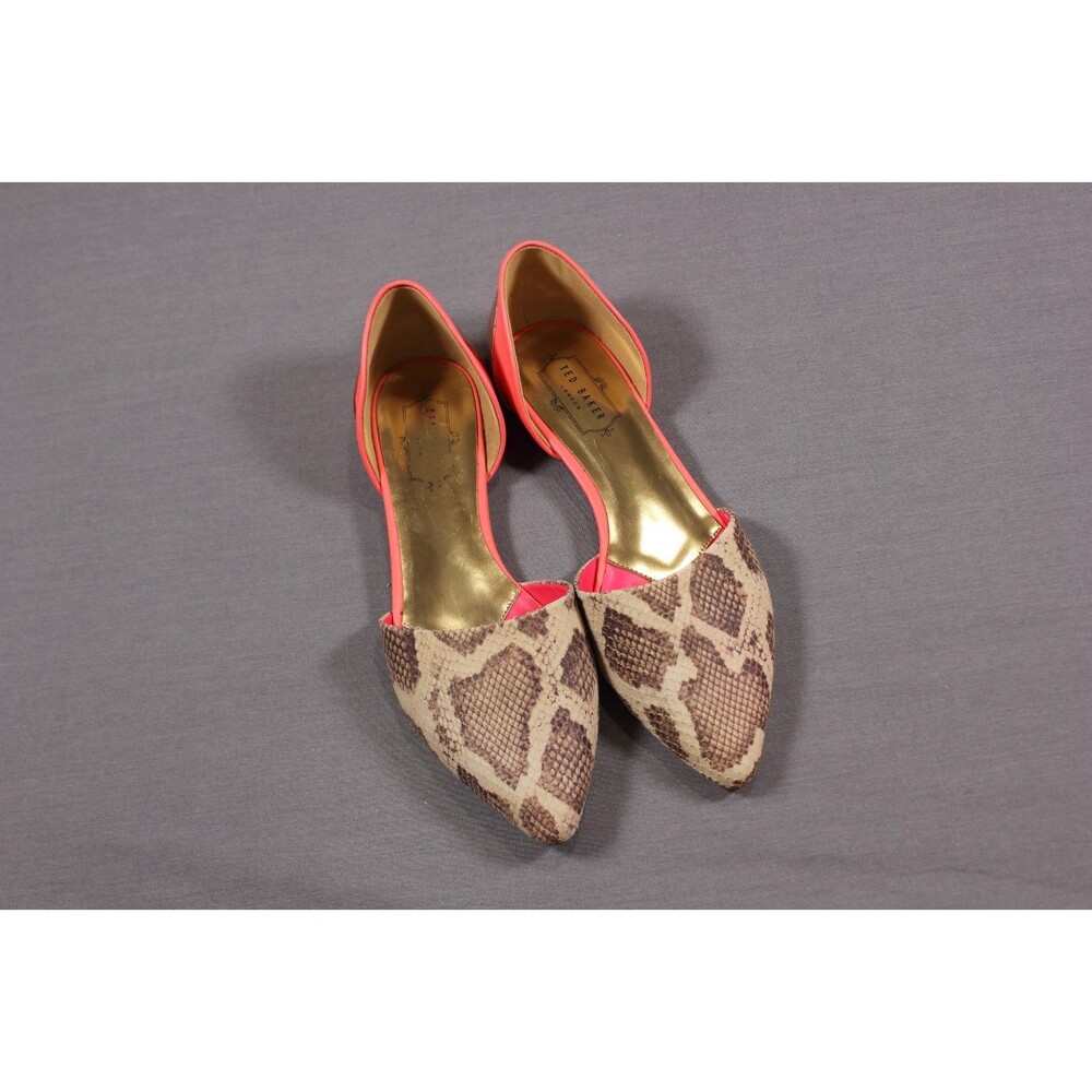 Ted Baker London Cadeen flats snakeskin pattern and bright pink lining 9